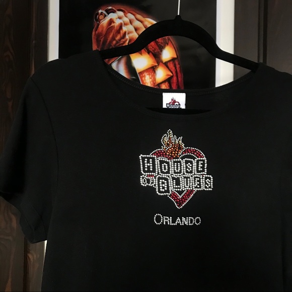 Y2K Rhinestone House Of Blues Orlando Baby Tee - Picture 1 of 4